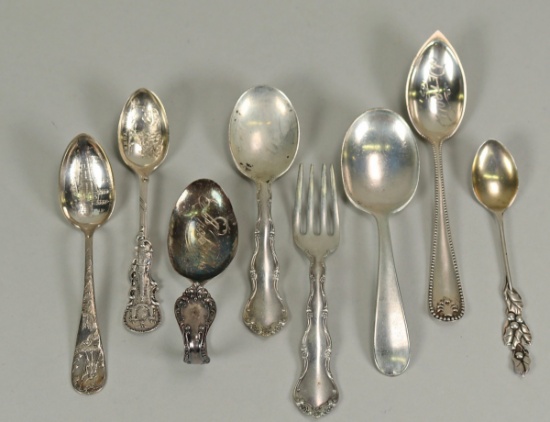 Sterling Souvenir Spoons, Baby Spoons - Detroit, New York, Soldier's Monument, 125.4 Grams