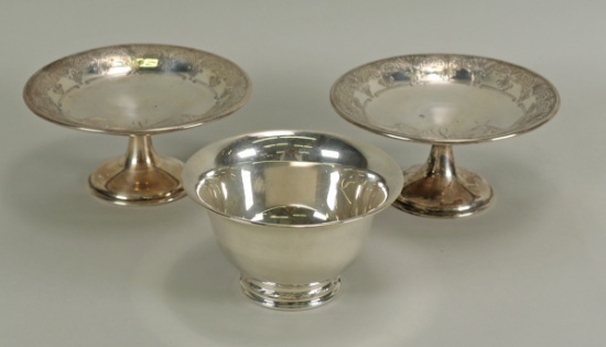 Sterling Silver Bowl & Compotes,  327.7 Grams