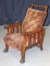 Unique Antique Morris Style Chair w/ Carved Details