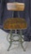 Vintage Drafting Style Stool w/ Backrest & Foot Rail