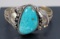 Southwest Silver & Turquoise Cuff Bracelet, Running Bear