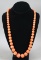 Polished Stone Beaded Tangerine Colored Necklace