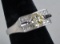 .925 Ring w/Yellow Colored Stone & CZ Stones, Sz. 9