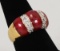 Gold Plated .925 Ring w/Red Colored Stones and CZ Stones, Sz. 9