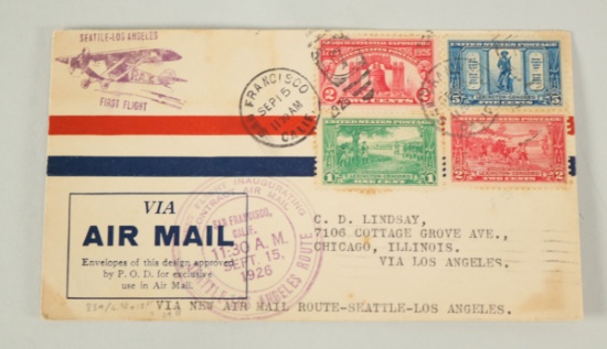 1926 Seattle - Los Angeles First Flight Air Mail Envelope