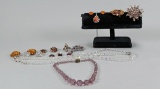 Vintage Costume Jewelry: Glass Beads, Brooches, Earrings