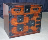 Asian Style Burnished Wood Cabinet