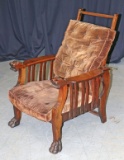 Unique Antique Morris Style Chair w/ Carved Details
