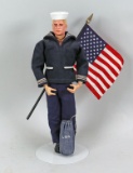 GI JOE Sailor USN Action Figure  w/ Blond Hair & Scar, Ca. 1964