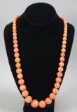 Polished Stone Beaded Tangerine Colored Necklace
