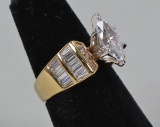 Gold Plated Sterling Silver CZ Ring, Sz. 8