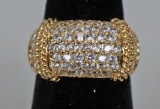 GP Sterling Cocktail Ring w/ CZ Stones, Sz. 8
