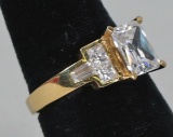 Gold Plated .925 Ring w/CZ Stone, Sz. 8