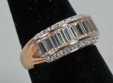 Gold Plated .925 Ring w/Baguette Stones, Sz. 9
