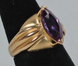Gold Plated .925 Ring w/Purple Colored Stone, Sz. 8