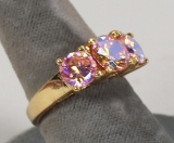 Gold Plated .925 Ring w/Colored Crystal Type Stones, Sz. 8