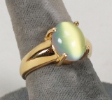 Gold Plated .925 Ring w/Colored Crystal Type Stone, Sz. 8