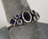 .925 Ring w/Purple Colored Stones, Sz. 9.5