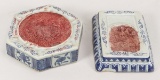 Two Chinese Ming Style Blue and White Ink Grinders