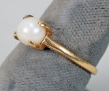 14k Gold Pearl Ring, Sz. 7, 2.9 Grams