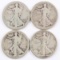 4 Walking Liberty Half Dollars; 1916-S on Obv,1917-P,1917-S on Obv,1917-S on Rev