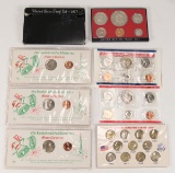1977 US Proof Set, 1986 US Unc. Coin Set, US War II Silver Nickels &