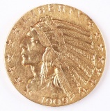 1909-D $5 Gold Indian Half Eagle