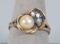 14k Pearl w/ 3 Diamonds Ring, Sz. 8.5, 4.8 Grams