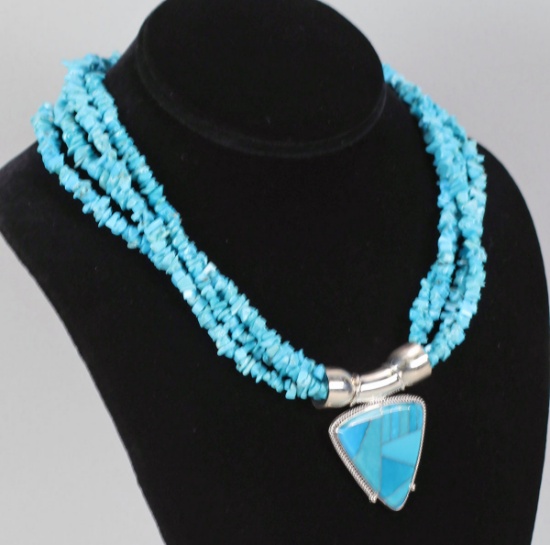 Turquoise & Silver Necklace w/ Pendant