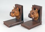 Antique Carved Dog Head Bookends