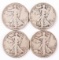 4 Walking Liberty Silver Half Dollars; 1935,1936,1936-S1936-D
