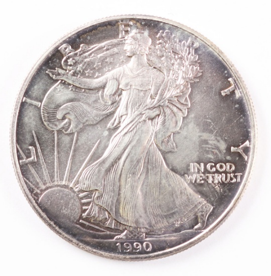 1990 $1 American Silver Eagle, 1oz. Fine Silver