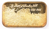 Fleetwood Mint, The Battle of Bunker Hill, 1 oz. .999 Silver Bar with 480 grains 24K Gold Plated