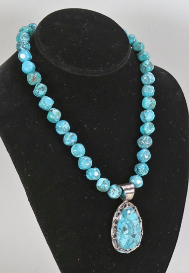 Polished Turquoise Necklace & Pendant