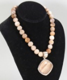 Brown Polished Stone Necklace & Pendant