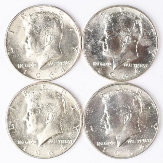 4 1964-D Kennedy Half Dollars