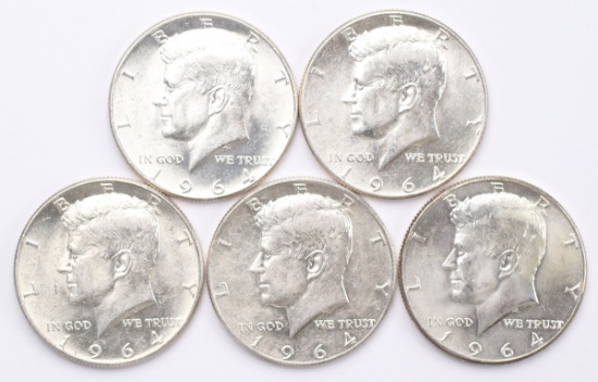 5 1964-P Kennedy Half Dollars