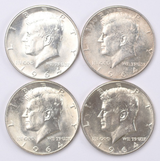 4 1964-D Kennedy Half Dollars