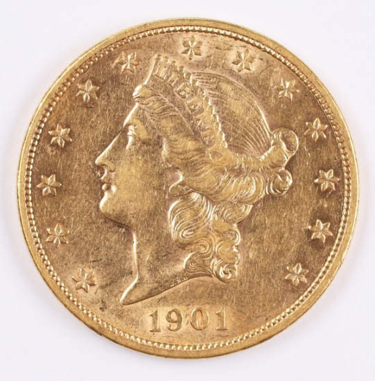 1901 $20 Gold Liberty Head Double Eagle Coin