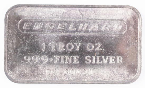 1 Troy oz. .999 Fine Silver Engelhard Bar, P 60421