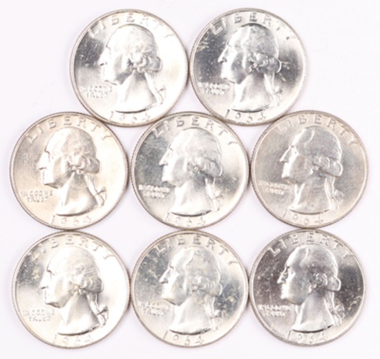 8  - 1964-D Washington Silver Quarters