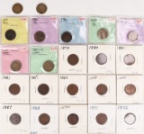 22 Indian Head Pennies, various dates/mints