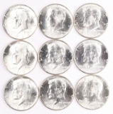 9 - 1964-P Kennedy Silver Half Dollars