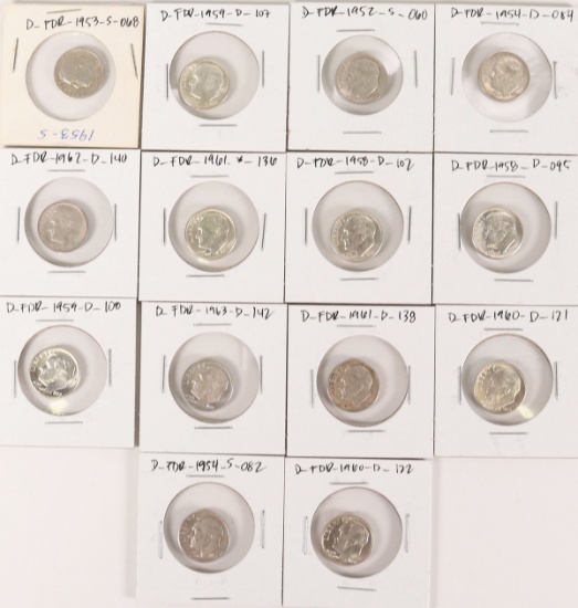 14 Roosevelt Silver Dimes - Various dates/Mints