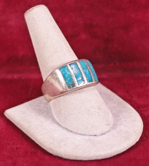 Southwest Style Men's Turquoise Ring, Sz 10 1/4