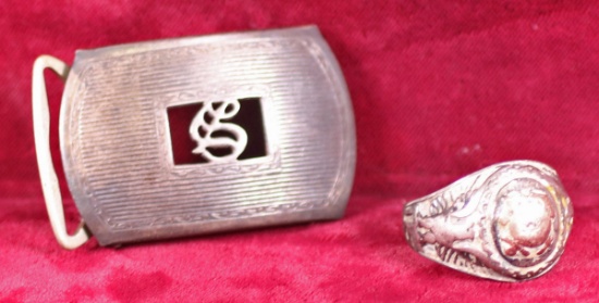 Sterling Ring and Small Sterling Belt Buckle