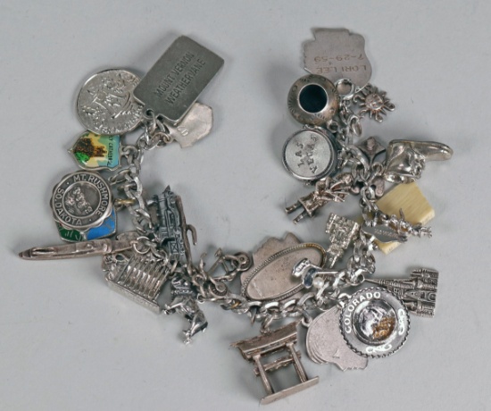 Sterling Silver Charm Bracelet w/ Charms