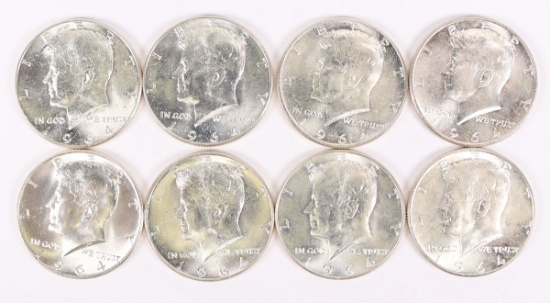 8 - 1964-P Kennedy Silver Half Dollars