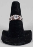 Silver Cocktail Ring with CZ Stone, Sz. 10 1/4