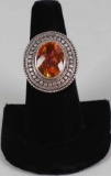Beautiful .925 Amber Colored Ring, Sz. 9 1/5